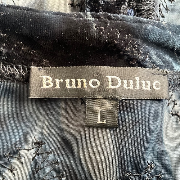 VTG Whimsigoth Stretch Blue Velvet Textured Jacket Art to Wear Bruno Duluc L - Picture 9 of 9